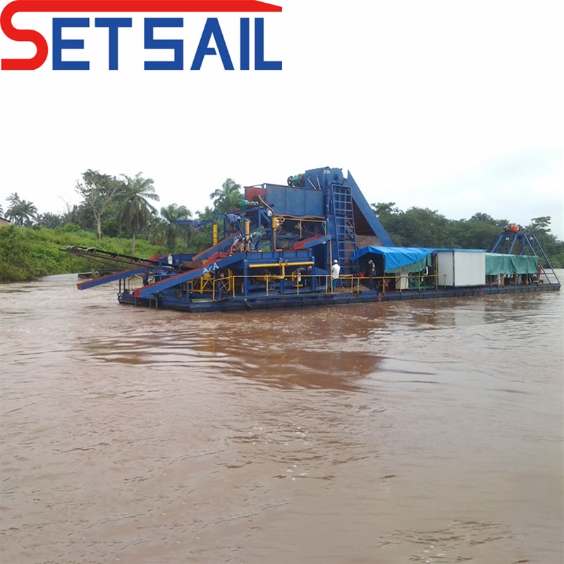 Bucket chain river mining dredger