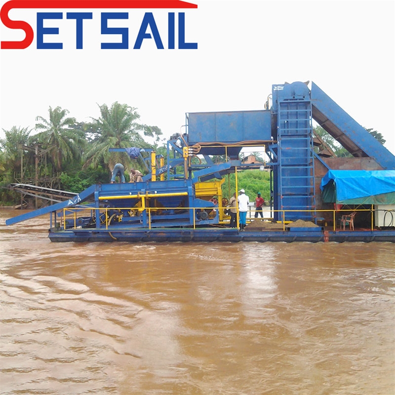 Bucket chain river mining dredger
