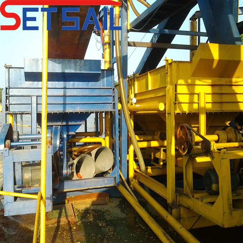 Bucket chain river mining dredger