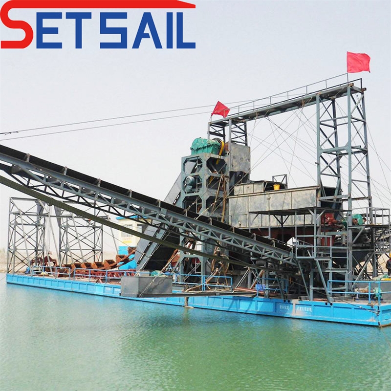 Bucket chain river mining dredger